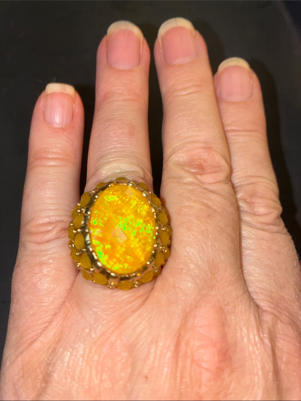 Yellow Opal Statement Stretch Ring